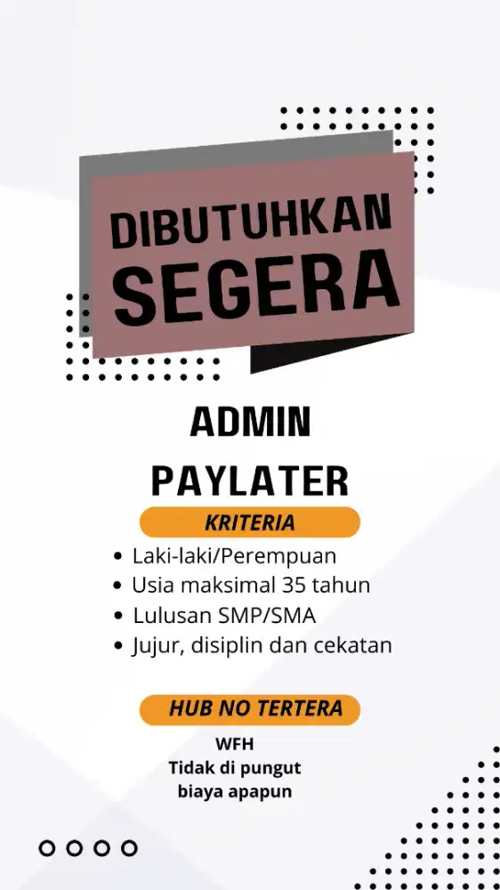 Admin paylater (wfh)