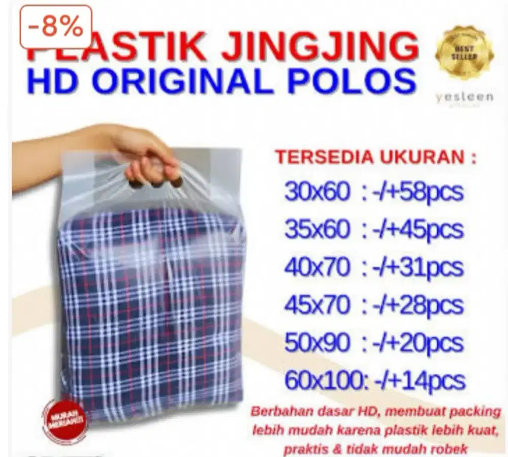 Dijual plastik jinjing 3jari