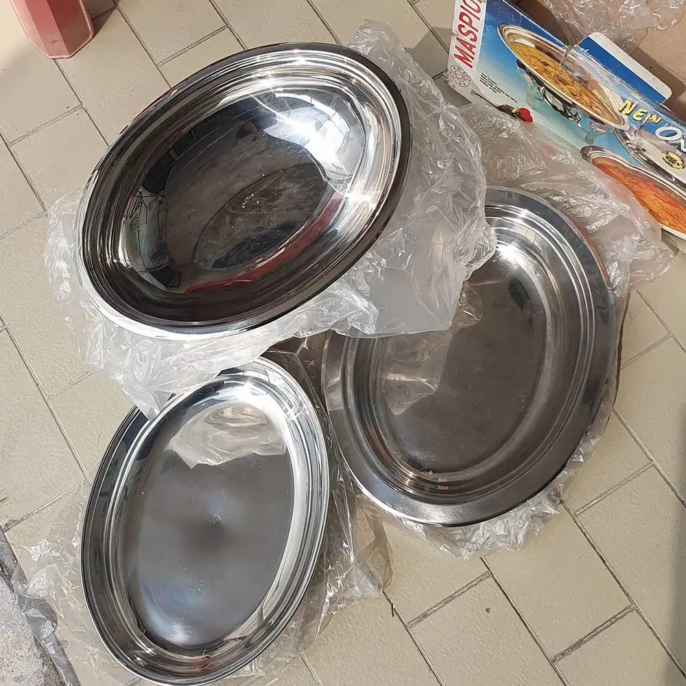 Maspion Oval Pan Prasmanan Stainless Steel Penghangat Makanan Lengkap