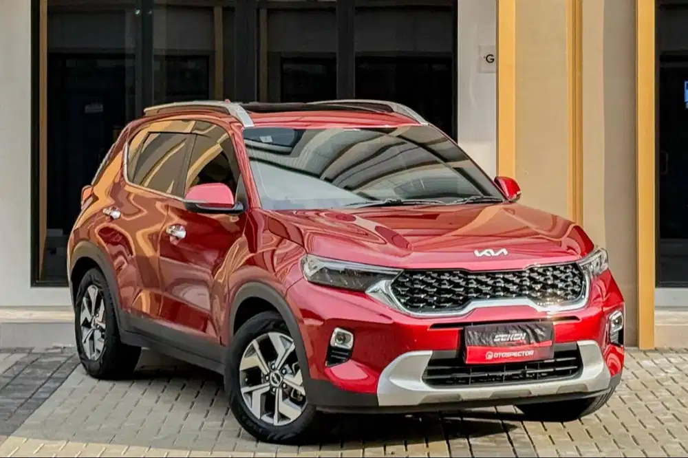 Kia Sonet 1.5 Premiere Sunroof AT Matic 2022 Merah Metalik.