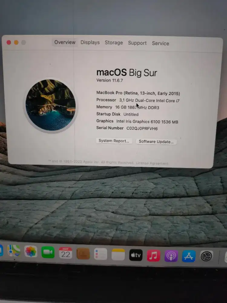 Mbp retina 2015 core i7 16gb 128gb os bigsur