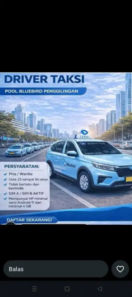 LOWONGAN DRIVER TAKSI BLUE BIRD