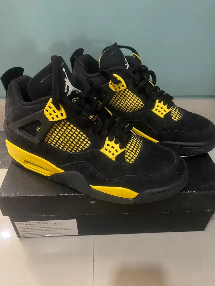 For sale nike air jordan retro 4 black white yellow
