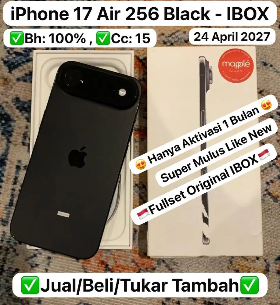 Iphone 17 Air 256 Gb Space Black Ibox Garansi panjang