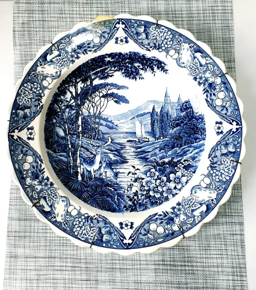 Piring Hias Porselen Vintage Piring Antik Pajangan Dinding Blue &White