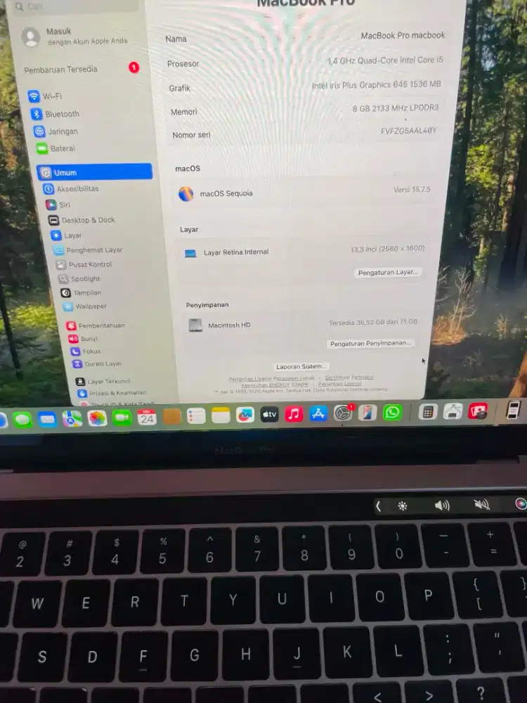 Macbook pro 13inc 2019 touchbar fullset mulus no minus