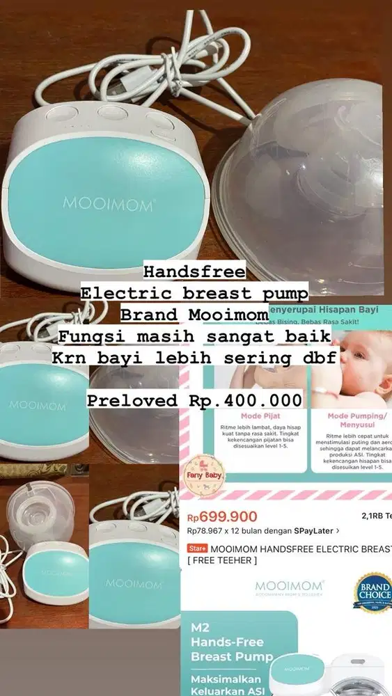 Dijual pompa asi elektrik brand mooimom