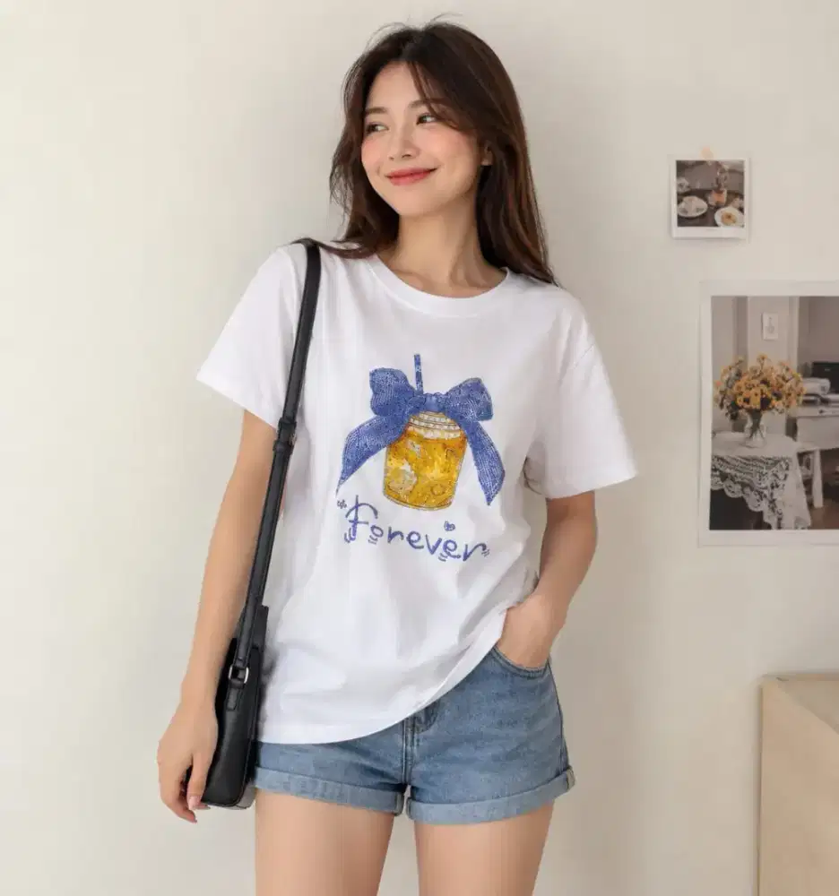 Atasan Blouse White Cup Tee