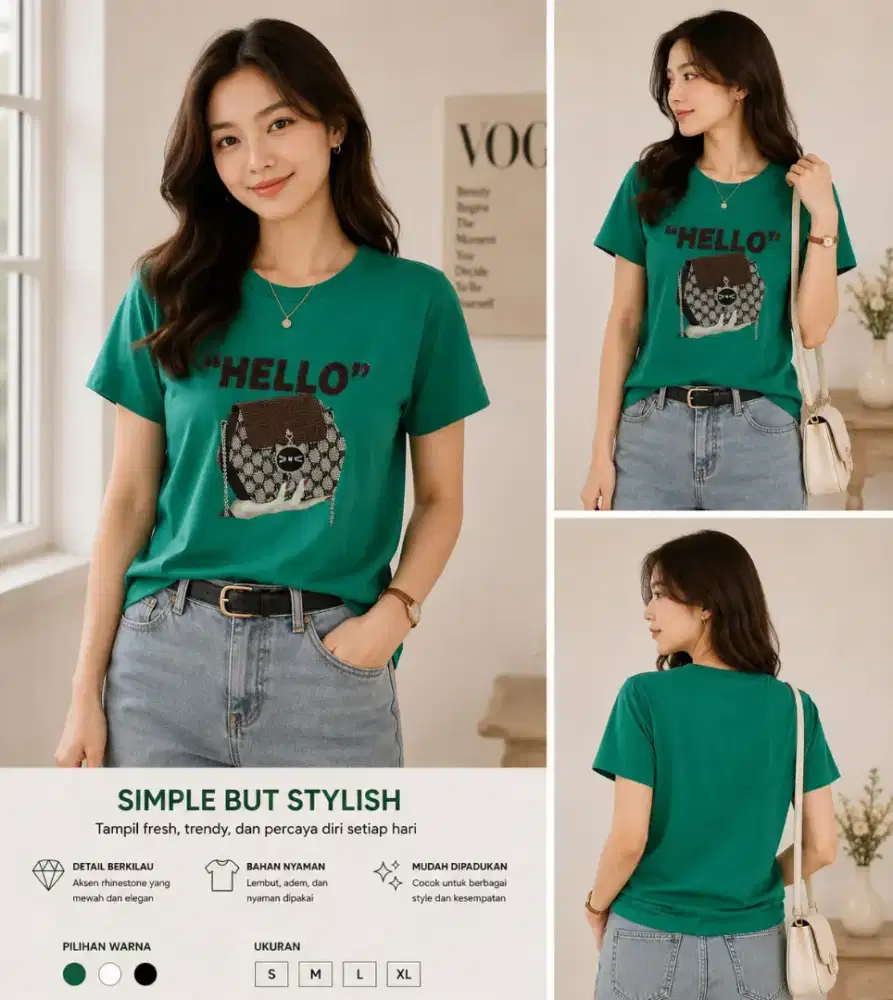 Atasan Blouse Kaos Tebal Hijau