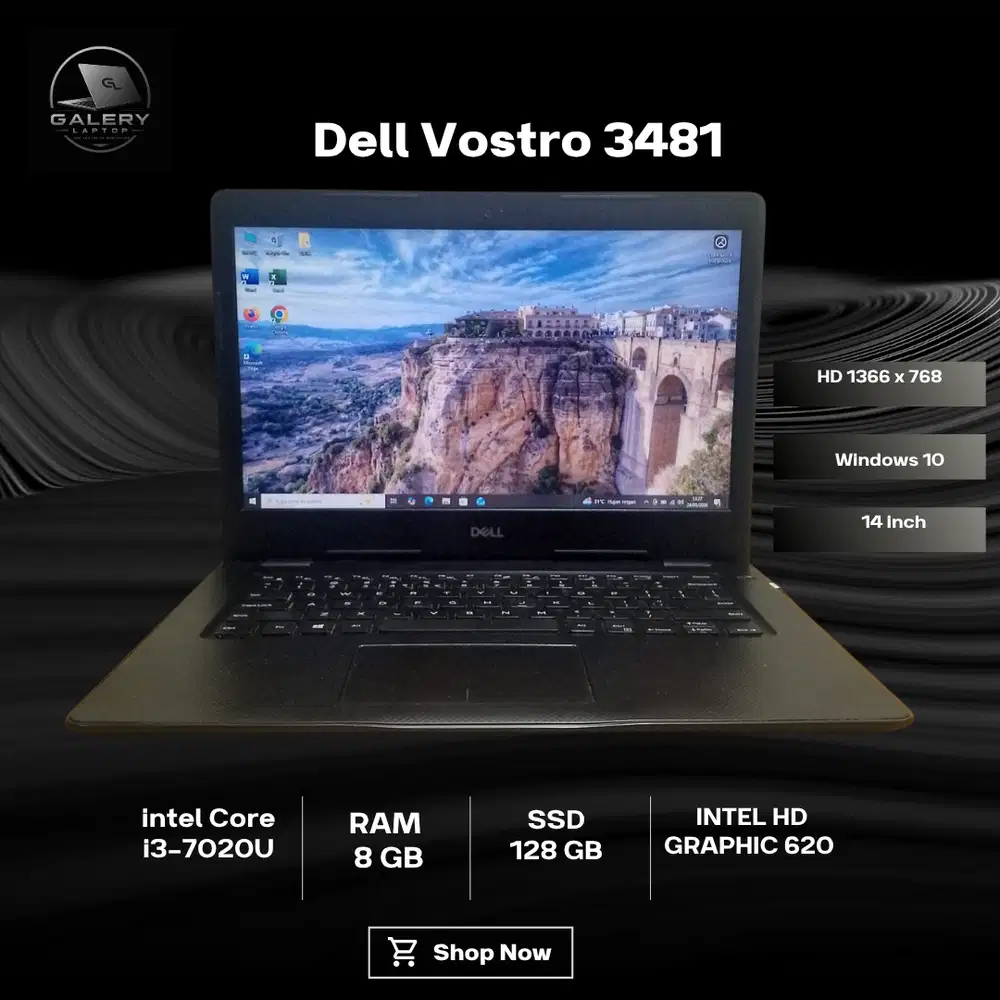 Dell core i3 gen 7 Ram 8 GB SSD 128 GB siap pakai