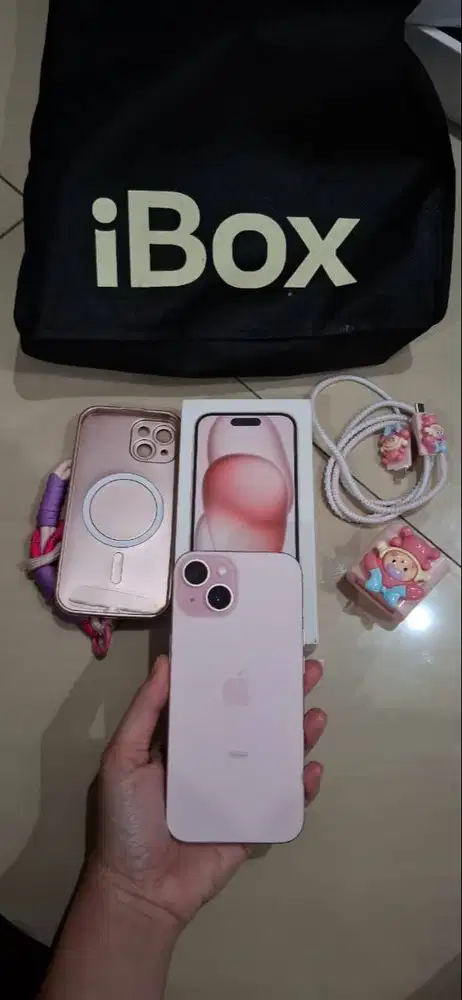 Iphone 15 pink 128 gb ibox resmi (full set)