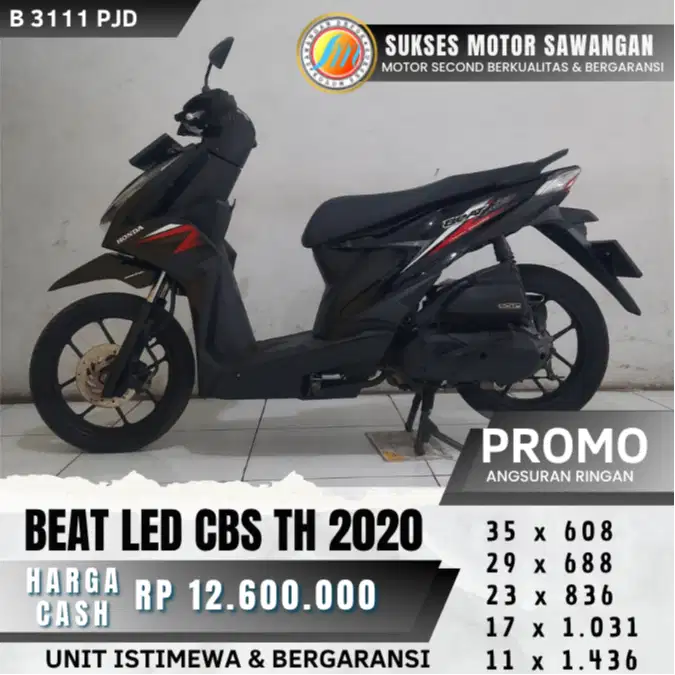 ISTIMEWA HONDA BEAT LED CBS TH 2020 UNIT MULUS BERGARANSI BISA KREDIT