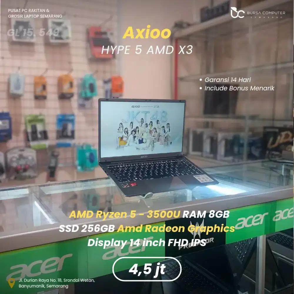 AXIOO Hype 5 X3 | Ryzen 5 3500U 8GB 256GB
