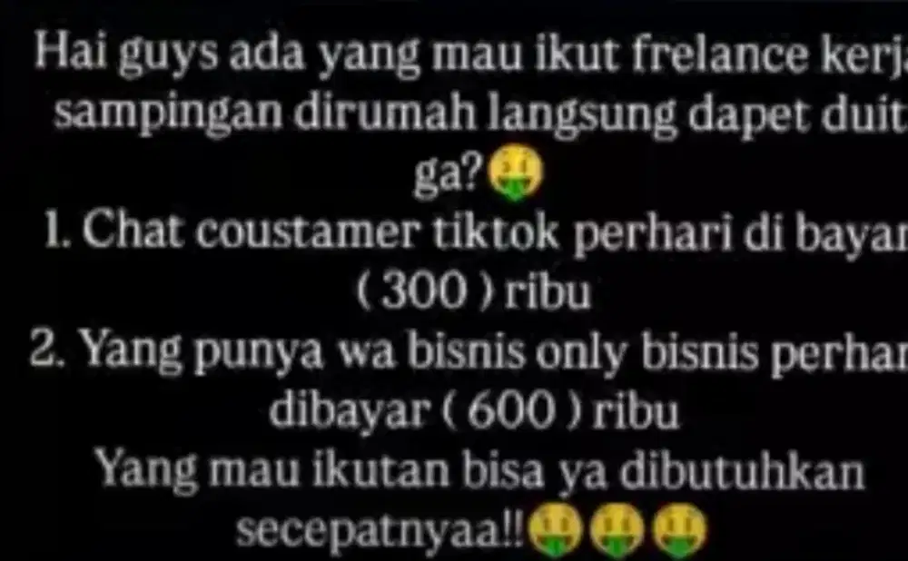 Admin freelance TikTok, lazada, shoppe kerja dari rumah