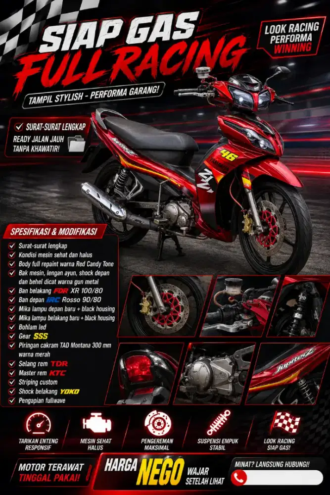 Yamaha Jupiter Z Robot 2010 kondisi modifikasi siap pakai