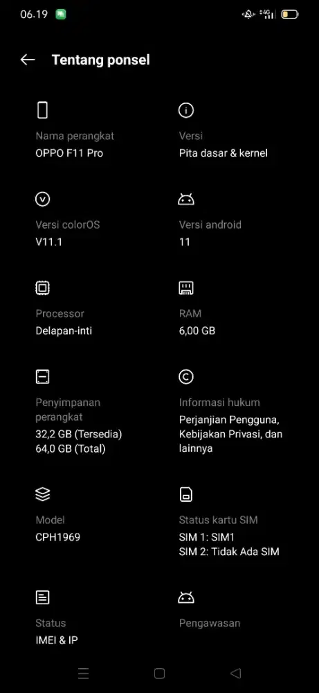 Jual hp Oppo f11 pro