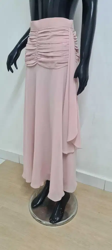 Rok kerut premiun, rok butikan, rok sifon premium dusty pink