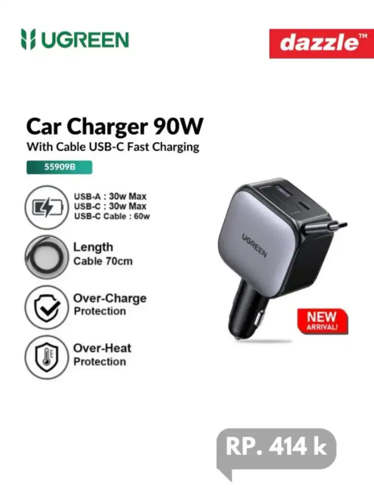 Car charger 90W with cable type-C UGREEN