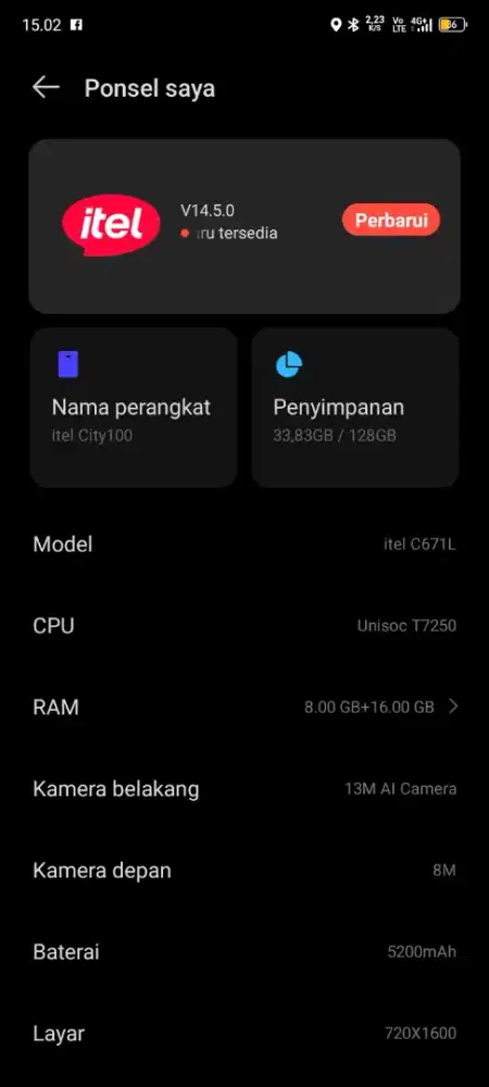 ITEL CITY 100 fullset