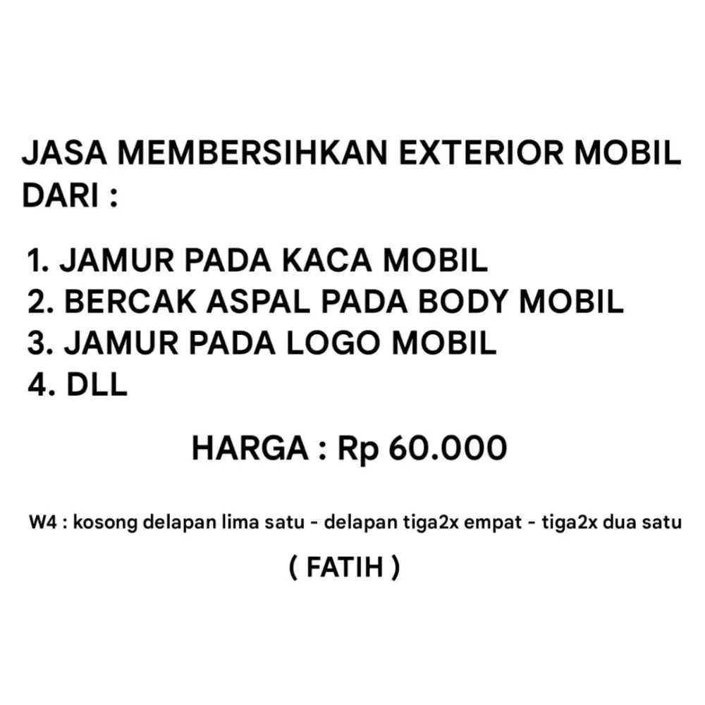 JASA MEMBERSIHKAN EXTERIOR MOBIL