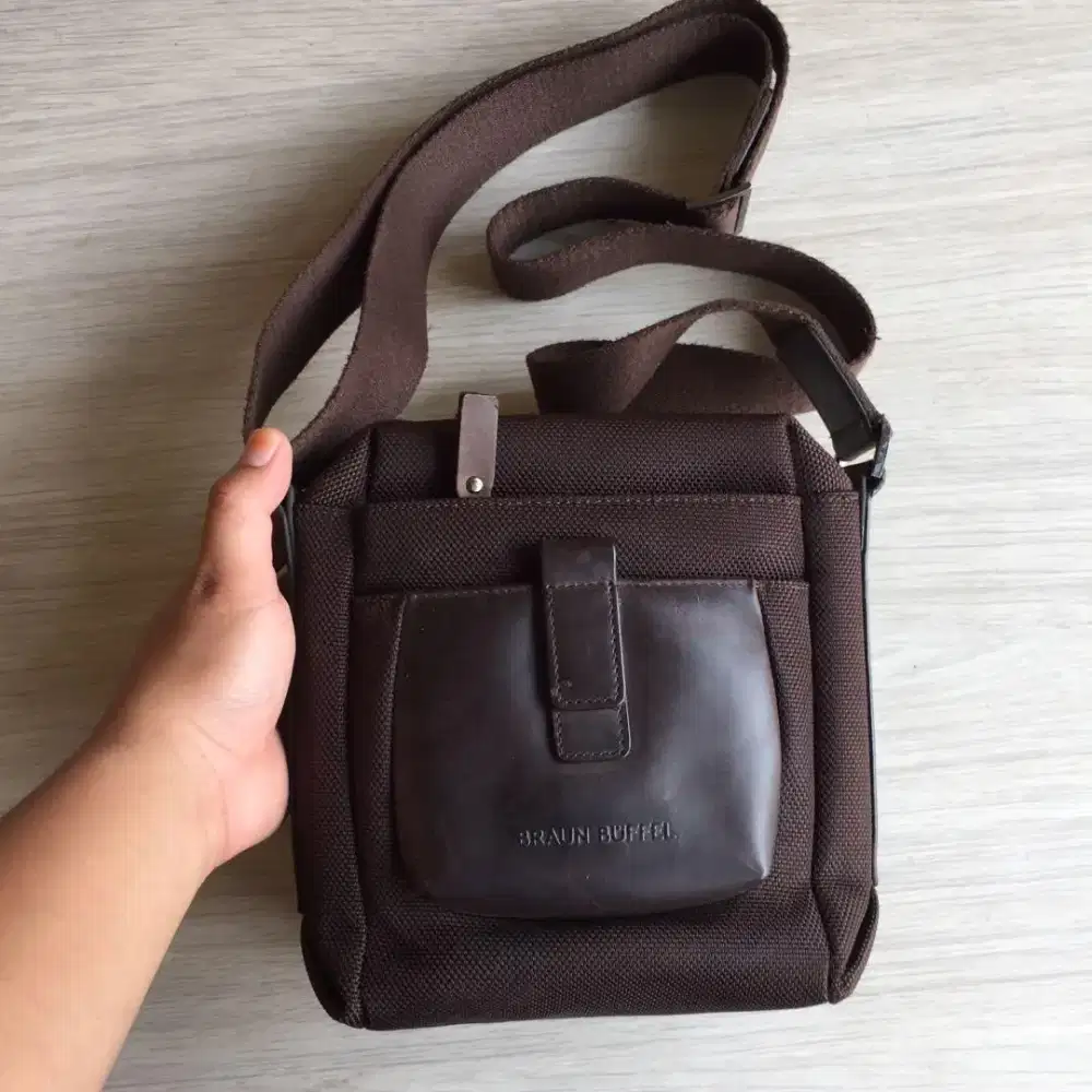 Braun Buffel leather sling phone bag tas kulit original