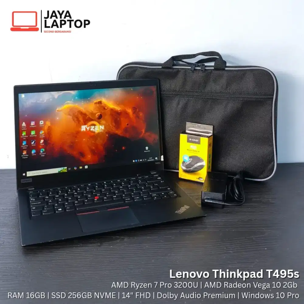 Lenovo Thinkpad T495s Ryzen 7 Pro RAM 16GB SSD 256 Laptop Second Bekas