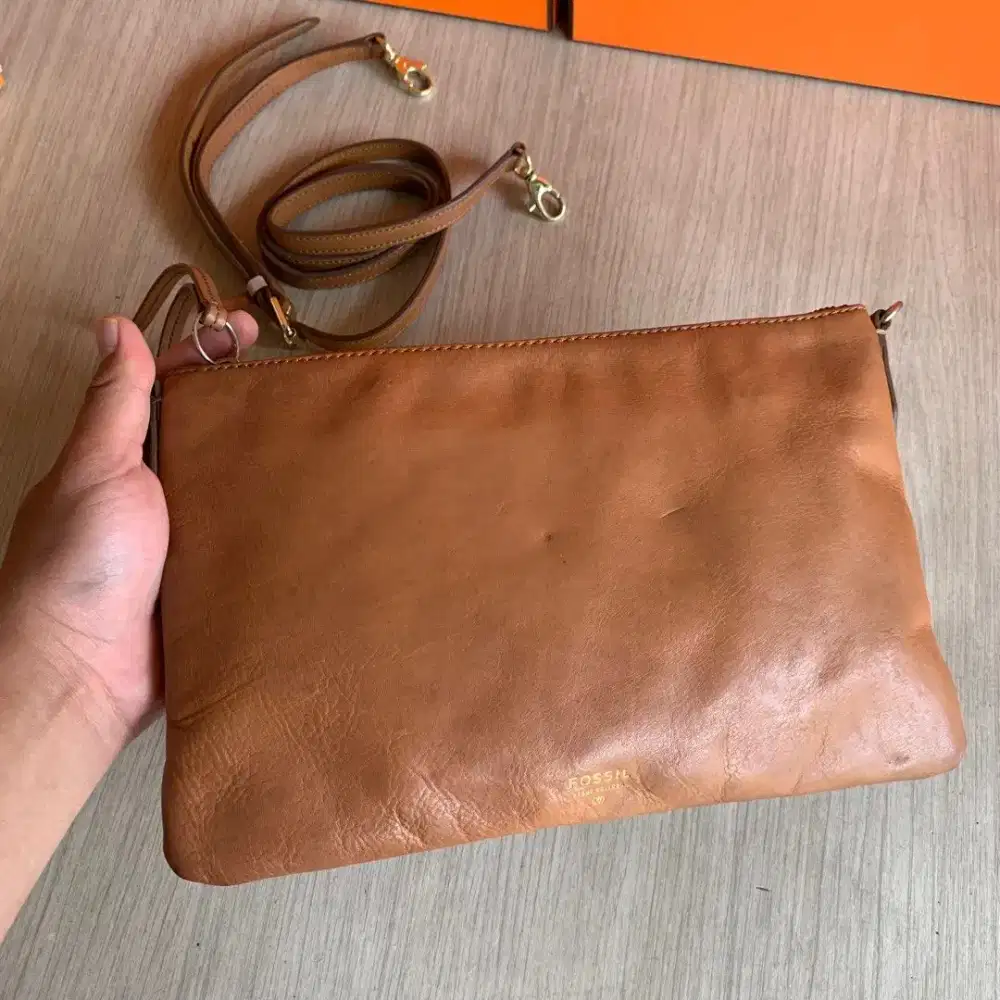 Fossil leather clutch bag phone tas original