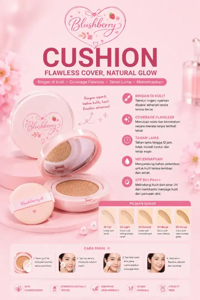 Blushberry Cushion – Flawless Cover, Natural Glow