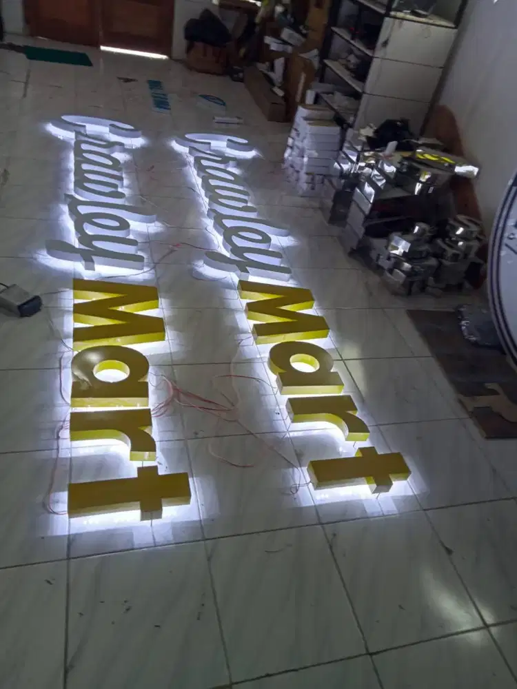 Huruf Timbul Galvanil Backlite/ Huruf Timbul Stainless Gold