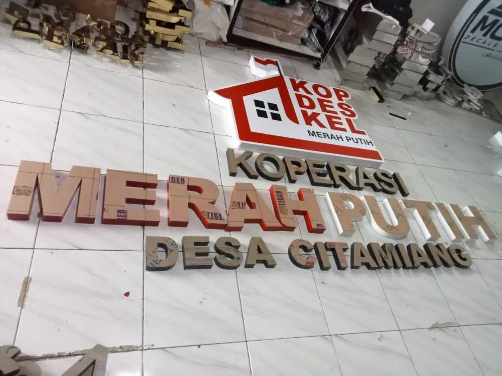 Letter Timbul Akrilik Koperasi Merah Putih/ Huruf Timbul Galvanil