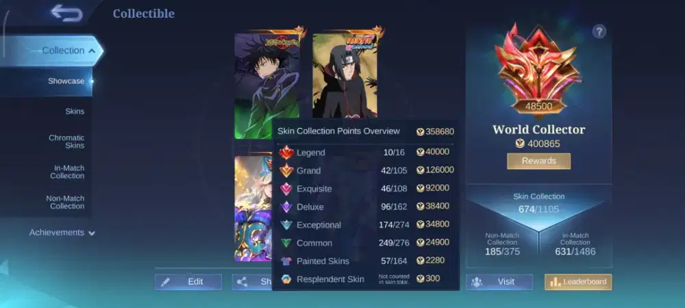 AKUN MLBB MOBILE LEGEND WORLD COLLECTOR
