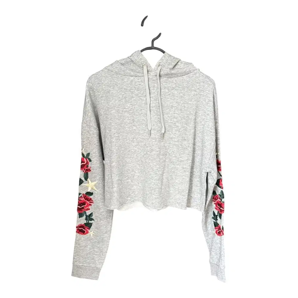 PRELOVED - Sweater hoodie crop bunga rajut