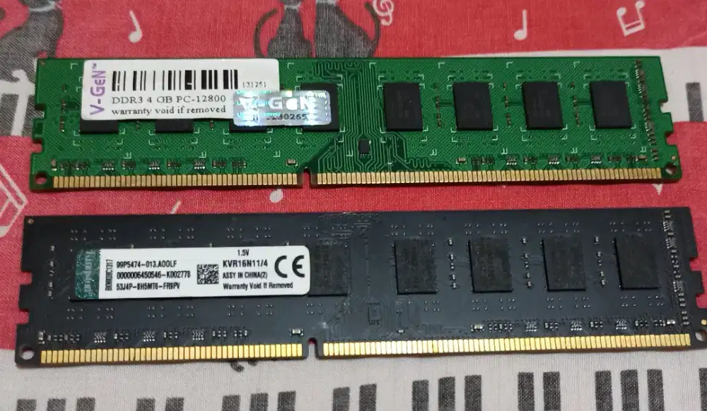 PAKET DUAL CHANNEL: RAM PC DDR3 8GB (2x4GB) PC-12800 V-GeN & Kingston