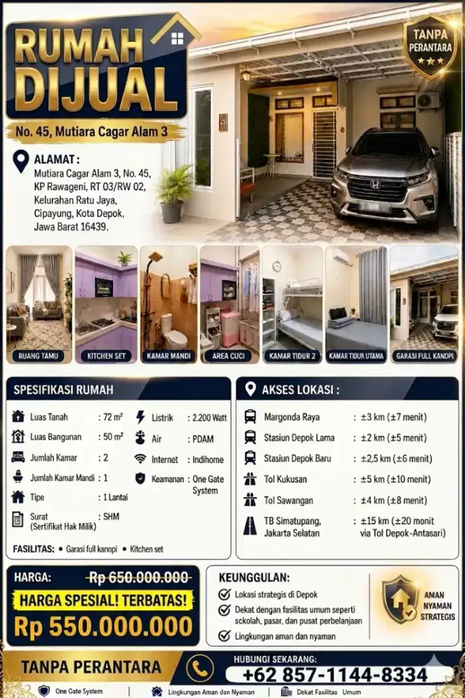 Cuma 5 Menit ke Stasiun Depok Lama! Rumah Strategis di Cagar Alam.