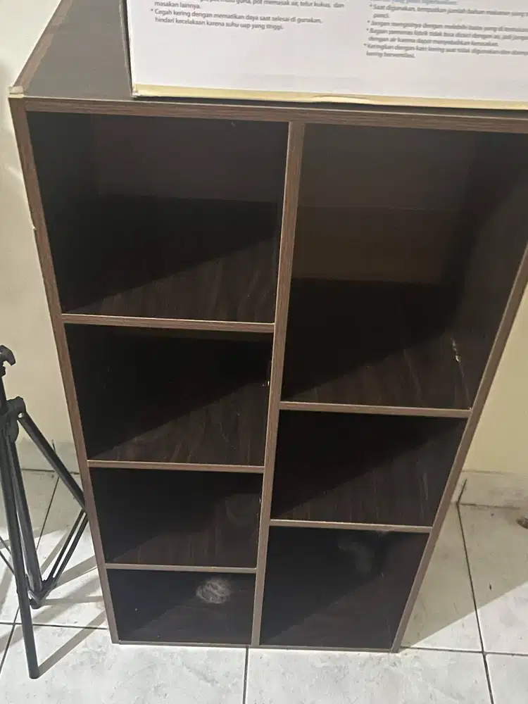 Rak buku rak serbaguna 48cm x 24cm x 96cm warna coklat