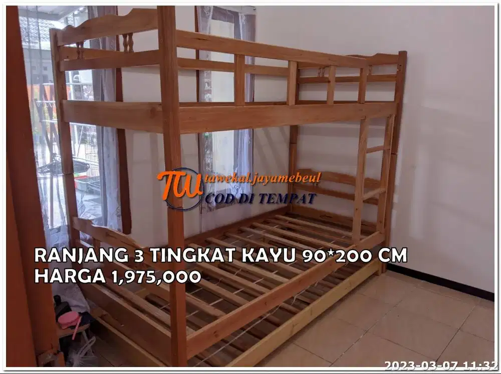 RANJANG KAYU TINGKAT RISBANG KAYU SUSUN BERBAGAI TYPE + FUL SET KASUR