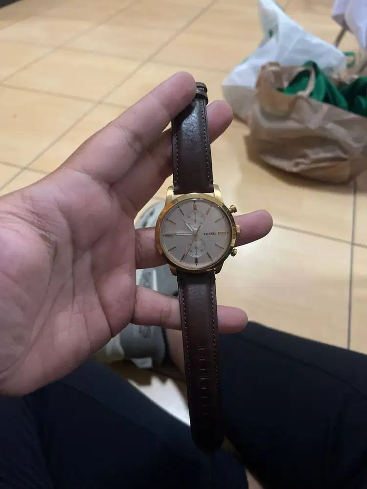 Jam Tangan Pria Fossil Townsman Chronograph Brown Leather - FS5468 Ori