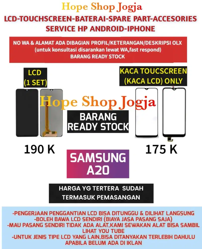 Touchscreen-Baterai-LCD SAMSUNG
A20