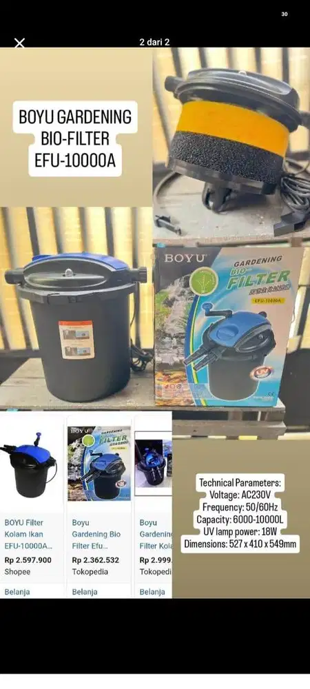 BU CEPAT! Paket Pompa + Filter Kolam Koi BOYU SEGEL 100% Original