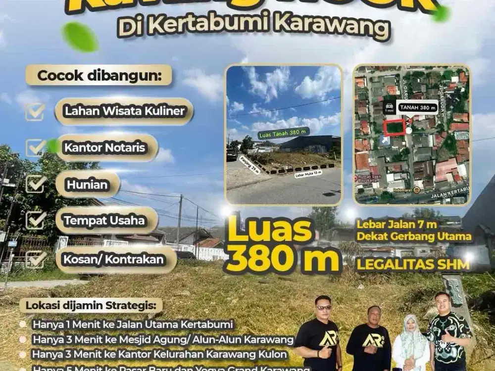 DIJUAL TANAH KAVLING HOOK LUAS 380 m di KERTABUMI KARAWANG