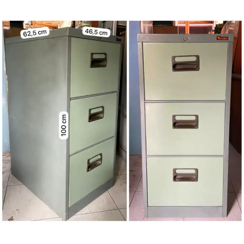FC Lion 3 Laci Bekas Filling Cabinet Lemari Besi File 3 Laci