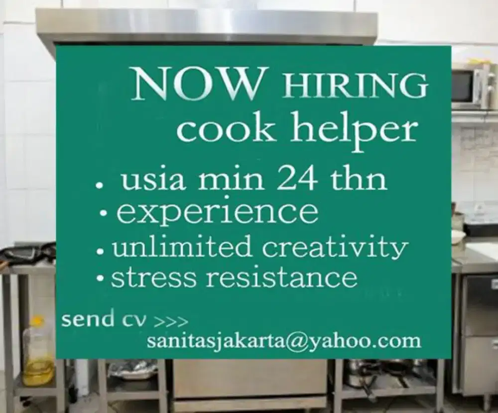 NOW HIRING COOK HELPER