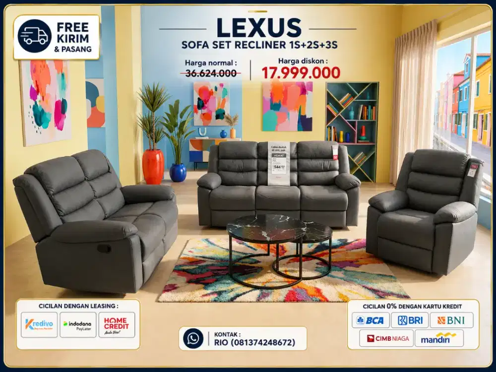 LEXUS SOFA SET RECLINER 1S+2S+3S