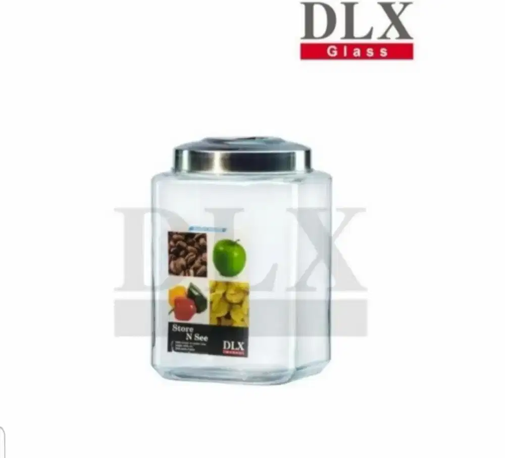 Toples DLX Kaca Bening Persegi KAFE B 9 Liter dengan Seal Kedap Udara
