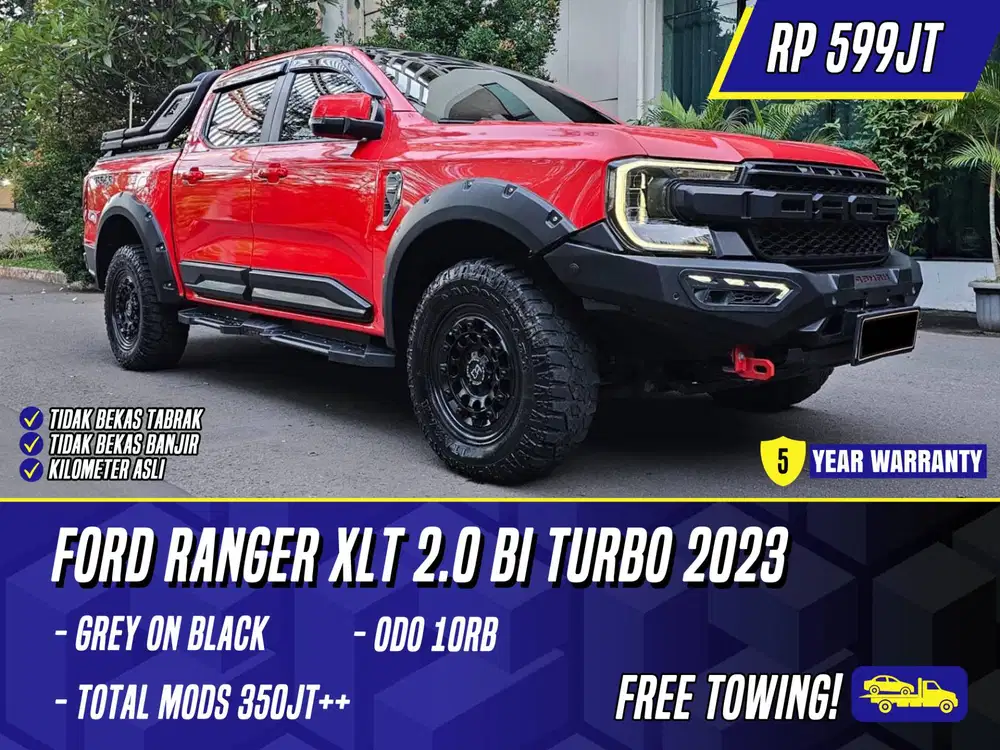 Ford Ranger XLT 2.0 Bi Turbo 2023 Grey Black Mods Raptor Orange Diesel