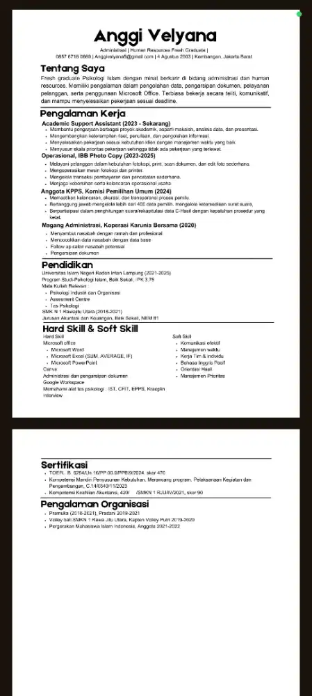 Cari pekerjaan administrasi/back office