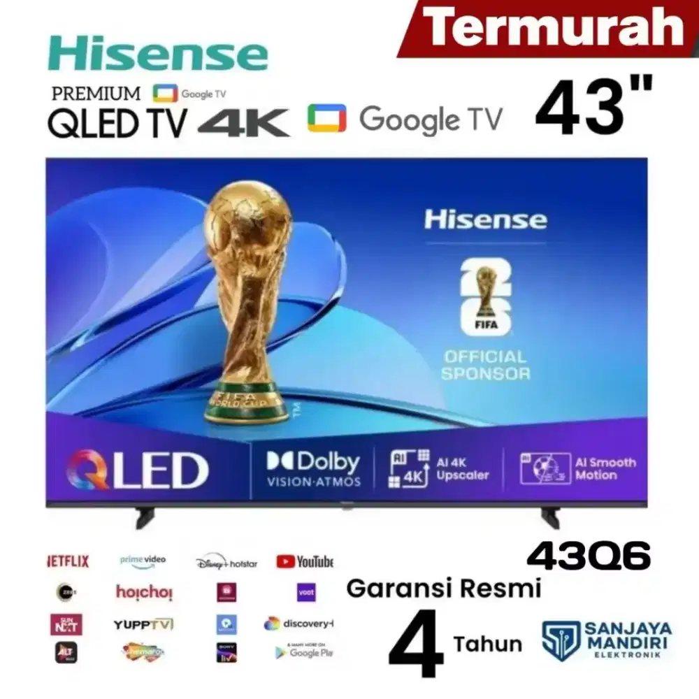 HISENSE 43 QLED 4K Google TV 4K 43Q6 Direct Lit Viewing QuantumDot