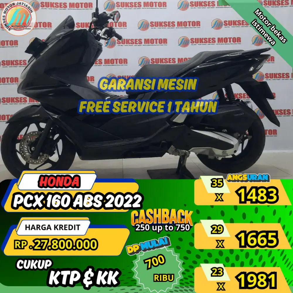 HONDA PCX 160 ABS 2022 DP&ANGSURAN TERMURAHSYRT KTP&KK(SUKSESMOTOR)