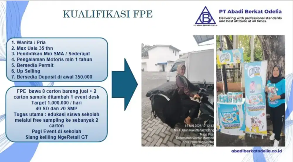 lowongan Segera dibutuhkan sales motoris Fpe