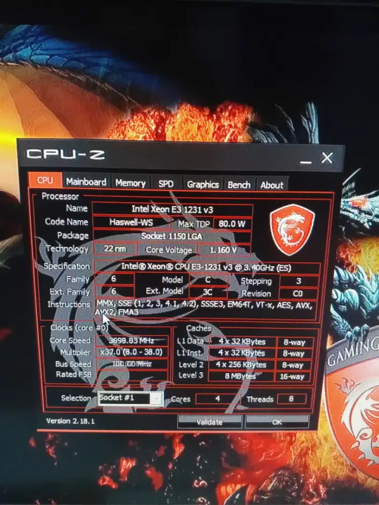Mobo MSI Z87-G45 GAMING + Xeon E3 1231 v3